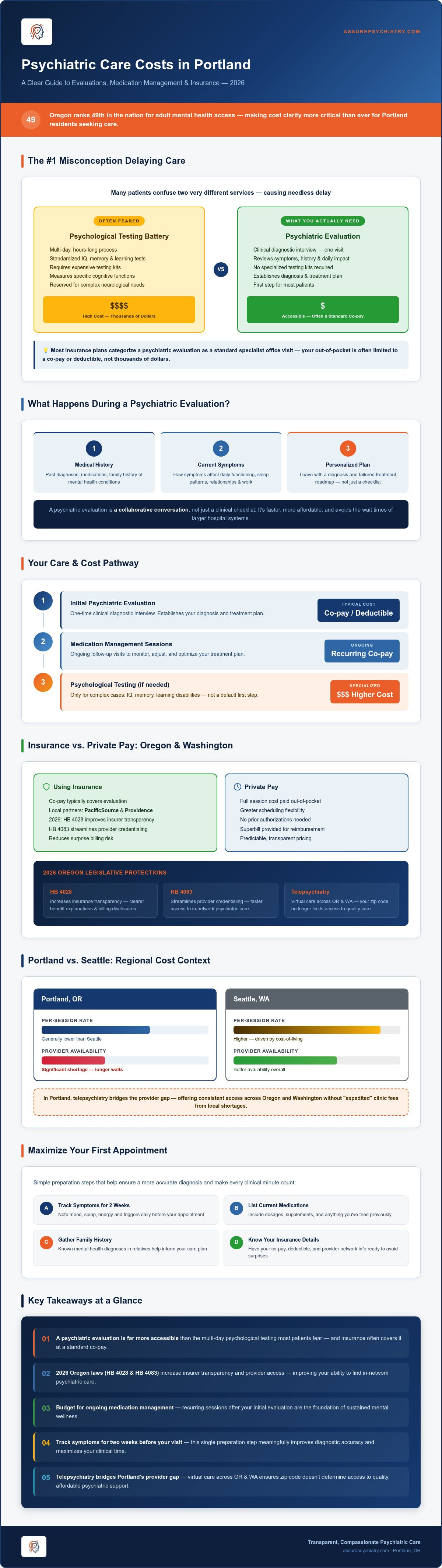 How Much Does a Psychiatric Evaluation Cost in Portland? 2026 Price & Insurance Guide